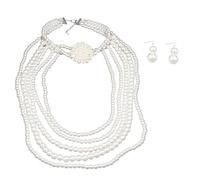 [Kfwfuaee] Collana girocollo con perle finte e orecchini multistrato multistrato collana lunga catena per il collo accessori gioielli fatti a mano per donne