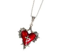 [Kfwfuaee] Collana gotica a forma di cuore rosso con spina, regolabile, in lega, catena clavicola stile unico per gli amanti del mistero