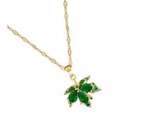 [Kfwfuaee] Elegante collana con ciondolo a forma di foglia d'acero con dettaglio verde accessorio per migliorare lo stile della natura amare le donne alla moda