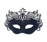 Kfwfuaee Mezza regolabile traspirante con corone glitterate integrate per giochi di ruolo per teatro, cosplay, eventi, feste a tema, mistero, Nero , Taglia unica