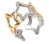 Kfwfuaee Minimalist Hollow Anelli a forma di stella, regolabili in forma di pentagrammi aperti, in acciaio inox, ideali per dare un regalo alla moda da donna, come descritto