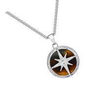 [Kfwfuaeee] Collana con ciondolo rotondo regolabile in acciaio inossidabile collana spirituale per ciondolo a forma di stella di compleanno di San Valentino, フリーサイズ, Come descritto nella descrizione