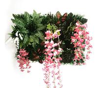 KFXYSM Erba Sintetica per Esterno,Prato Finto Pianta dell'impianto Artificiale Pannello da Parete del Fiore Prato Inglese Plant Grape Morning Glory Decorazione della casa(Black)