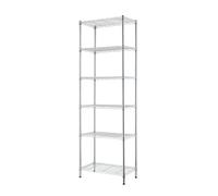 KG KITGARDEN, Scaffale metallico decorativo in acciaio cromato e 6 ripiani, 180 x 60 x 35 cm