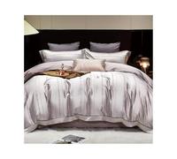 Kg2bVw9dP Set copripiumino 4 Pieces Satin Striped Duvet Cover King/Queen Size Set All Season Luxury Silky Like Bedding with Flat Sheet and 2 Pillowcases Set biancheria da letto(Queen 200X230 4pcs)