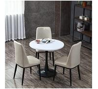 KG7HQRP 1 tavolo 3 sedie sedia in pelle ufficio sala riunioni hotel balcone negozio di dessert ristorante decorazione per la casa set di mobili (colore: crema-bianco)