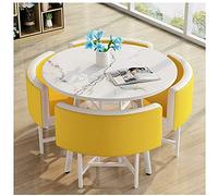 KG7HQRP 1 tavolo 4 sedie ristorante balcone hotel cucina casa 80 cm tavolo rotondo dessert negozio sedia in pelle morbida negozio abbigliamento (colore: giallo)