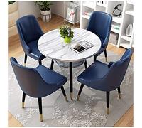 KG7HQRP 1 tavolo e 4 sedie balcone ufficio biblioteca casa ristorante bellezza reception multi-livello stoccaggio tavolo rotondo 80 cm (colore: bianco) (blu navy)
