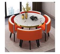 KG7HQRP 5 pezzi moderno rotondo vintage casa tavolo sedia combinazione semplice reception tempo libero divano caffè sedile ufficio salotto (colore: bianco) (arancione)