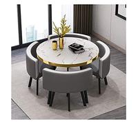 KG7HQRP 5 pezzi moderno rotondo vintage casa tavolo sedia combinazione semplice reception tempo libero divano caffè sedile ufficio salotto (colore: bianco) (bianco + grigio)