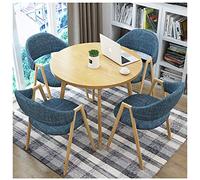 KG7HQRP 80 cm tavolo da pranzo set 5 pezzi design moderno 1 tavolo 4 sedie retrò lounge sedia caffetteria hotel dessert negozio ufficio (colore: rosso) (blu)
