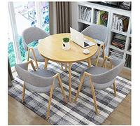 KG7HQRP 80 cm tavolo da pranzo set 5 pezzi design moderno 1 tavolo 4 sedie retrò lounge sedia caffetteria hotel dessert negozio ufficio (colore: rosso) (grigio chiaro)