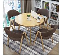 KG7HQRP 80 cm tavolo da pranzo set 5 pezzi design moderno 1 tavolo 4 sedie retrò lounge sedia caffetteria hotel dessert negozio ufficio (colore: rosso) (marrone)