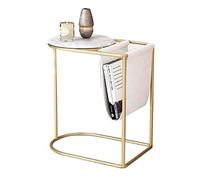 KG7HQRP C-Type - Tavolino da salotto, tavolino da caffè, comodino, piano in marmo, metallo, 46 x 32 x 52 cm