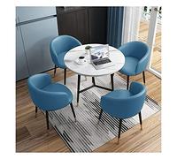KG7HQRP Combinazione di tavolo da pranzo e sedie set di mobili moderni 1 tavolo 4 sedie biblioteca camera da letto hotel ufficio negozio di dessert tavolo rotondo (colore: blu Dimensioni: 90 cm) (blu