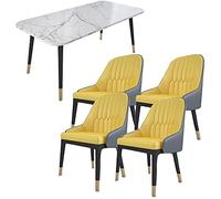 KG7HQRP Combinazione tavolo e sedia ristorante sala ricevimenti hotel sala riunioni casual e semplice 1 tavolo 4 sedie tavolo negoziale in marmo (colore: giallo)