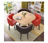 KG7HQRP Moderno e minimalista tavolo e sedia set balcone caffetteria casual ufficio reception 1 tavolo 4 sedie casa appartamento studio soggiorno (colore: giallo) (nero + rosso)