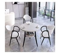 KG7HQRP Moderno set tavolo e sedie design semplice a doppio strato mobili da cucina decorazione tavolo da pranzo rotondo ufficio reception negoziazione studio (sedia bianca + tavolo beige)