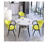 KG7HQRP Moderno set tavolo e sedie design semplice a doppio strato mobili da cucina decorazione tavolo da pranzo rotondo ufficio reception negoziazione studio (sedia gialla + tavolo bianco)