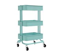 KG7HQRP Moderno tavolino da salotto in metallo a 3 piani, colore blu, facile da montare