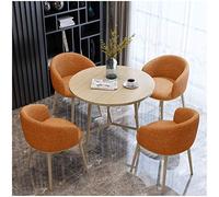 KG7HQRP Moderno tavolo da pranzo e sedie set 4 caffè casual reception 80 cm tavolo rotondo semplice casa soggiorno studio display creativo (colore: blu) (arancione)