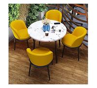 KG7HQRP Moderno tavolo da pranzo rotondo set soggiorno tavolo e sedia set per combinazione piccolo tavolo rotondo ufficio scacchi biblioteche lounge negozio (colore: beige) (giallo)