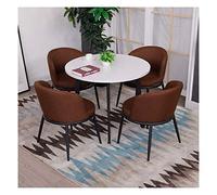 KG7HQRP Piccolo tavolo rotondo tavolo e sedia set nordico semplice casual casa tavolo da pranzo in legno set 5 pezzi ufficio tempo libero soggiorno (colore: blu) (marrone)