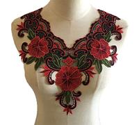 KG7HQRP Ricamo pizzo tessuto applique collo collo fiore vestiti fai da te vestiti decorativi cucito scrapbooking (colore: rosso taglia: taglia unica) (rosso taglia unica) (rosso taglia unica)