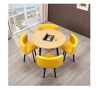 KG7HQRP Semplice negoziazione tavolo e sedia combinazione negoziazione piccolo tavolo rotondo ufficio reception salotto tempo libero tavolo e sedia set (colore: bianco) (giallo)