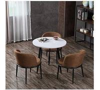 KG7HQRP Semplice set tavolo e sedie per soggiorno cucina tavolo da pranzo ufficio negoziazione aziendale reception tavolo e sedia combinazione (colore: lino/blu) (lino/marrone (3 sedie)
