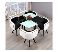 KG7HQRP Set da pranzo in 5 pezzi per il tempo libero vintage sedia in vetro temperato tavoli sedie moderna casa pranzo schienale imbottito caffetteria lounge ufficio hotel