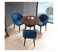 KG7HQRP Set di 3 tavolo e sedie per ufficio, reception, negoziazione, caffetteria, negozio di tè, ristorante occidentale, creativo, tempo libero, tavolo rotondo soggiorno (colore: blu cielo) (blu navy