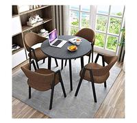 KG7HQRP Set di 4 tavolo da pranzo e sedie da tavolo da pranzo con tavolo rotondo in legno moderno minimalista per soggiorno cucina (colore: verde) (marrone)