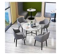 KG7HQRP Set di 5 tavolo da pranzo e sedie da balcone tavolo rotondo in marmo tavolo rotondo per hotel sala ricevimenti lounge tavolo e sedia nordico (colore: blu) (grigio chiaro)