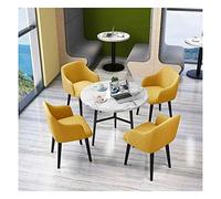 KG7HQRP Set di 5 tavolo da pranzo e sedie, tavolo rotondo da balcone, tavolo rotondo in marmo, sala d'accoglienza per hotel, salotto, tavolo e sedia nordico (colore: blu) (giallo)