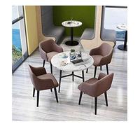 KG7HQRP Set di 5 tavolo da pranzo e sedie, tavolo rotondo da balcone, tavolo rotondo in marmo, sala d'accoglienza per hotel, salotto, tavolo e sedia nordico (colore: blu) (marrone)