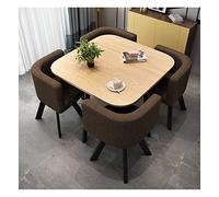 KG7HQRP Set di 5 tavolo e sedie per soggiorno, tavolo da pranzo, ufficio, reception, tempo libero, semplice stile moderno, caffetteria, pasticceria, lounge, 80 cm (tavolo quadrato marrone)