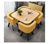KG7HQRP Set di 5 tavolo e sedie per soggiorno, tavolo da pranzo, ufficio, reception, tempo libero, stile semplice e moderno, per bar, pasticceria, lounge, 80 cm (tavolo quadrato giallo)