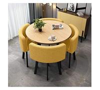 KG7HQRP Set di 5 tavolo e sedie per soggiorno, tavolo da pranzo, ufficio, reception, tempo libero, stile semplice e moderno, per bar, pasticceria, lounge, 80 cm (tavolo rotondo giallo)