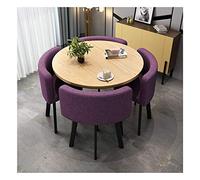 KG7HQRP Set di 5 tavolo e sedie per soggiorno, tavolo da pranzo, ufficio, reception, tempo libero, stile semplice e moderno, per bar, pasticceria, lounge, 80 cm (tavolo rotondo viola)