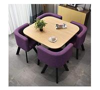 KG7HQRP Set di 5 tavolo e sedie per soggiorno, tavolo da pranzo, ufficio, reception, tempo libero, stile semplice e moderno, per bar, pasticceria, lounge, 80 cm (tavolo quadrato viola)