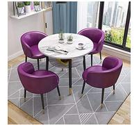 KG7HQRP Set di mobili per ufficio 1 tavolo 4 sedie caffetteria corridoio bar negozio di tè negozio di hamburger negozio di biscotti sedia in pelle PU (colore: verde) (viola)