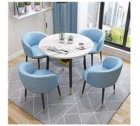 KG7HQRP Set di mobili per ufficio 1 tavolo 4 sedie caffetteria corridoio bar negozio di tè negozio di hamburger negozio di biscotti sedia in pelle PU (colore: verde) (blu cielo)