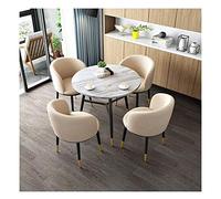 KG7HQRP Set di tavolino e sedie in stile nordico moderno minimalista tavolo da pranzo rotondo 80 cm hotel balcone caffetteria ufficio reception esposizione casa (colore: blu) (beige)