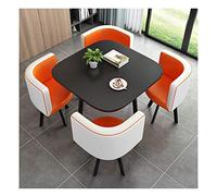 KG7HQRP Set di tavolo da pranzo e sedie dal design moderno, 4 mobili da cucina, soggiorno, appartamento, camera da letto, studio, display creativo, tavolo rotondo (colore: bianco + rosso) (bianco +