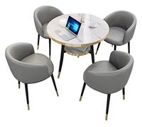 KG7HQRP Set di tavolo e sedie da conferenza semplice tavolo rotondo in legno per ufficio ufficio reception hotel caffetteria negozio di dessert 1 tavolo 4 sedie (colore: nero) (grigio chiaro)
