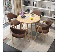 KG7HQRP Set moderno tavolo e sedie in legno tavolo da pranzo design semplice tavolo per il tempo libero balcone soggiorno cucina camera da letto (colore: verde Dimensioni: 90 cm/35,4 pollici) (marrone