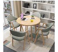 KG7HQRP Set moderno tavolo e sedie in legno tavolo da pranzo design semplice tavolo per il tempo libero balcone soggiorno cucina camera da letto (colore: verde Dimensioni: 90 cm/35,4 pollici) (grigio