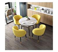 KG7HQRP Set tavolino e sedia nordico moderno stile minimalista tavolo da pranzo rotondo 80 cm hotel balcone caffetteria ufficio reception esposizione casa (colore: blu) (giallo)