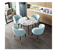KG7HQRP Set tavolino e sedie in stile nordico moderno minimalista tavolo da pranzo rotondo 80 cm hotel balcone caffetteria ufficio reception esposizione casa (colore: blu) (azzurro)